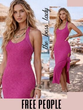 Free People Free-est midi dress side slit cutout stretchy Medium